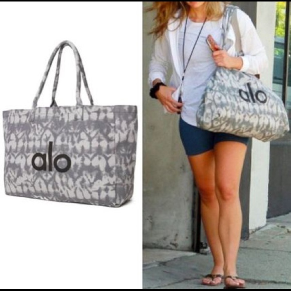 Brand new ALO YOGA Canvas Shopping Tote tie-dye Gray White